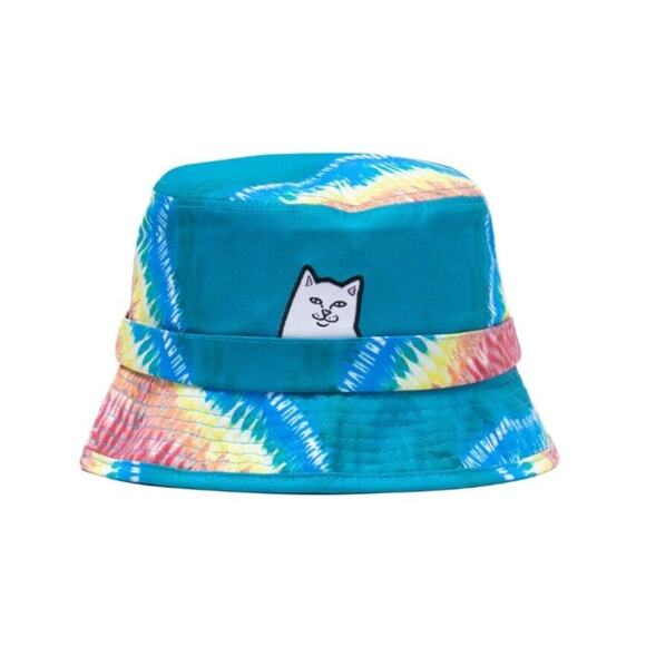 Ripndip Bucket Hat Lord Nermal Tie Dye Teal Rainbow Festival Wear - Picture 1 of 9